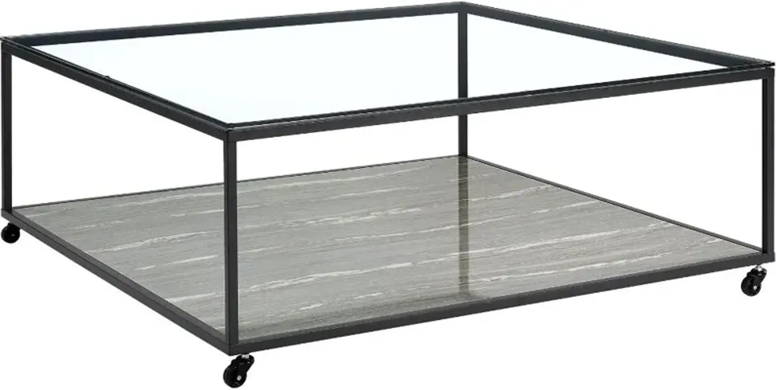 Yasmin Black and Gray Glass Square Coffee Table