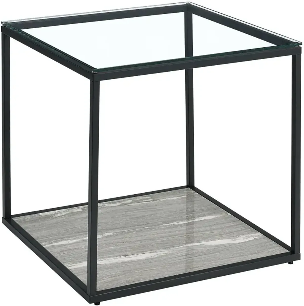 Yasmin Black and Gray Glass Square End Table