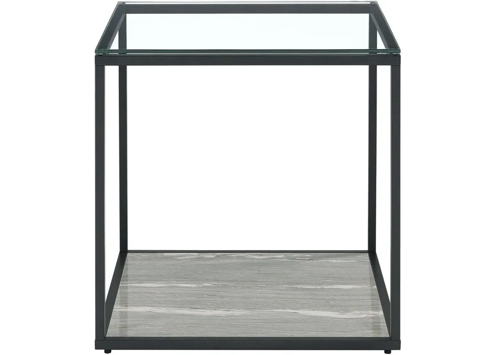 Yasmin Black and Gray Glass Square End Table