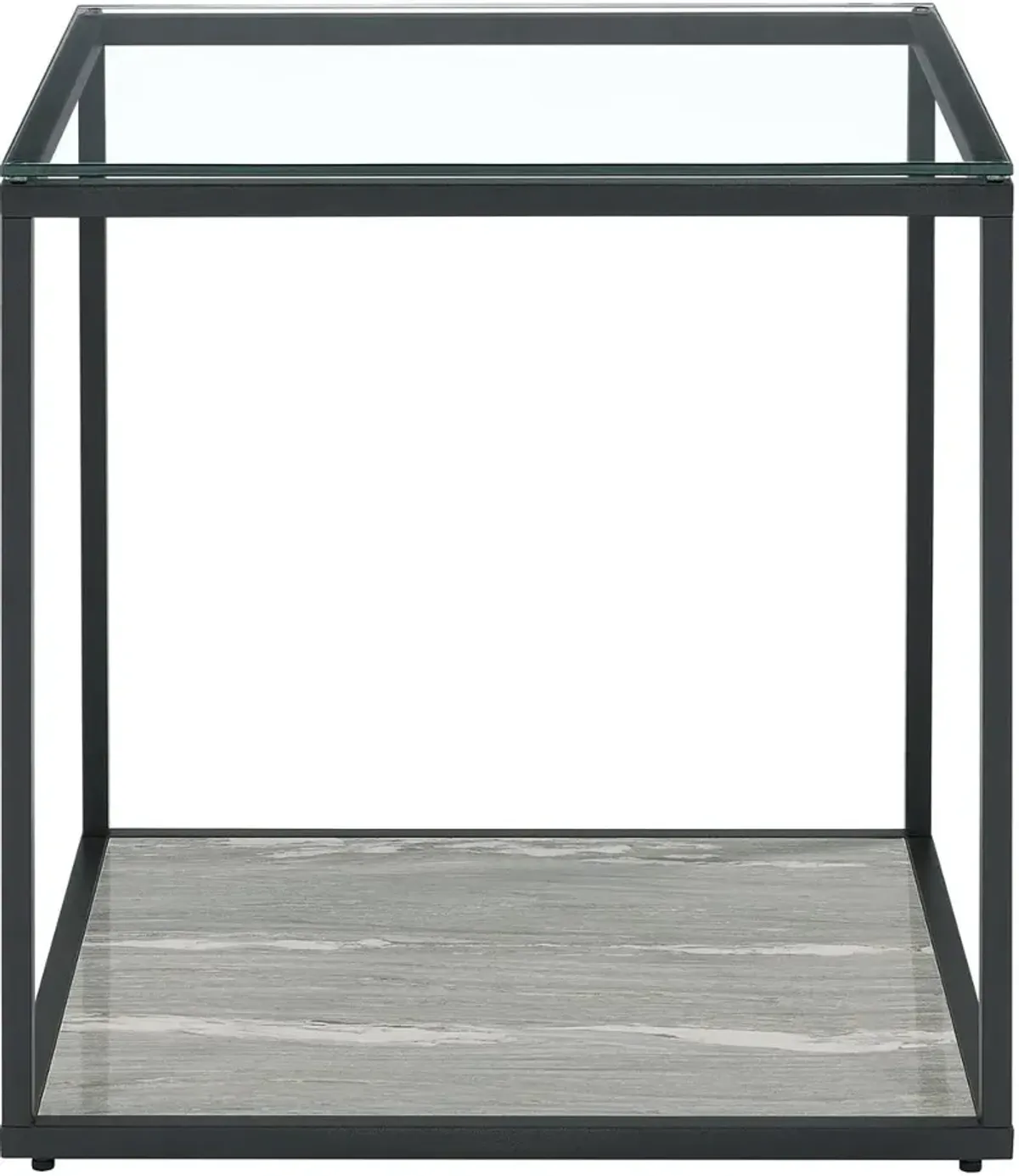 Yasmin Black and Gray Glass Square End Table