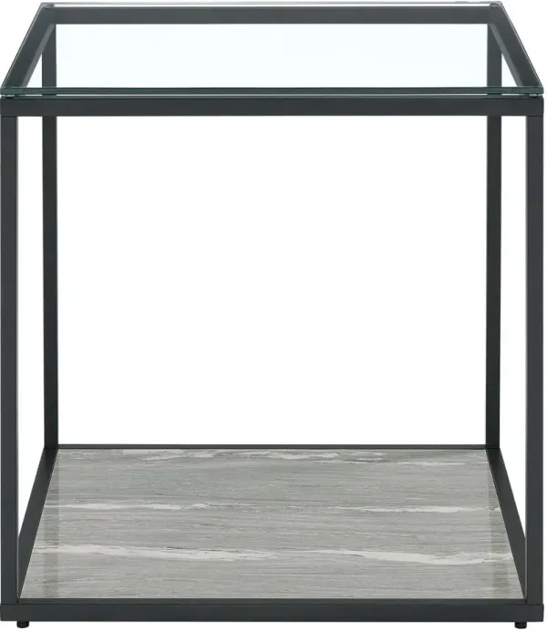 Yasmin Black and Gray Glass Square End Table