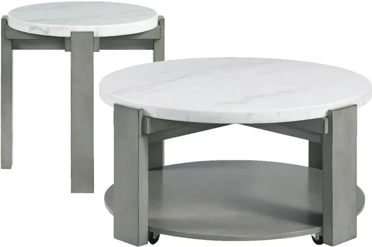 Rosamel Gray and White Marble Coffee Table