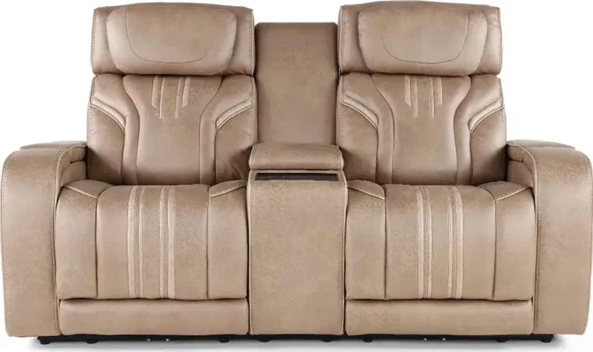 Tacama Sand Power Reclining Loveseat with Audio