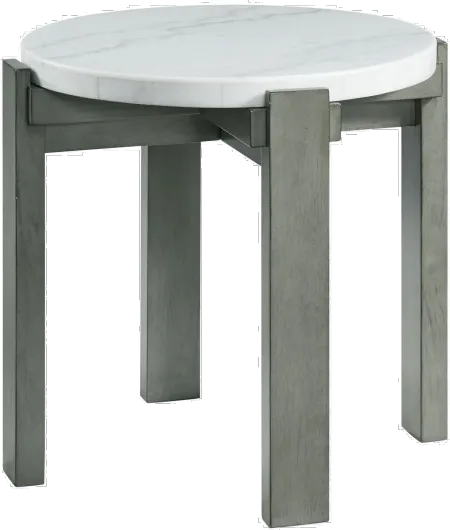 Rosamel Gray and White Marble End Table