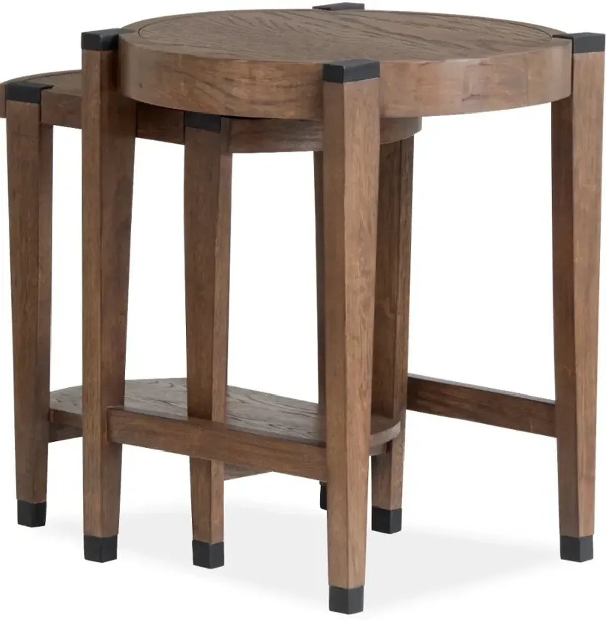 Kaysen Brown and Black Nesting Chairside Tables