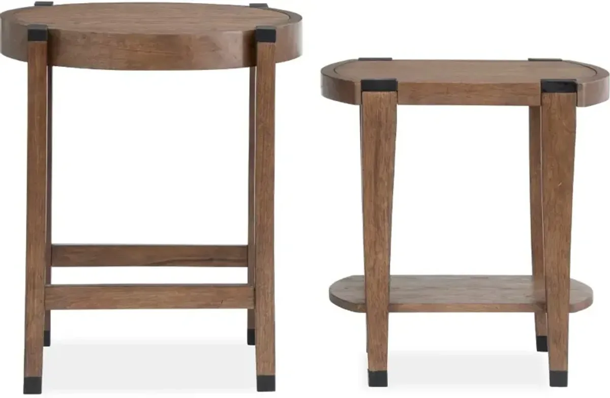 Kaysen Brown and Black Nesting Chairside Tables