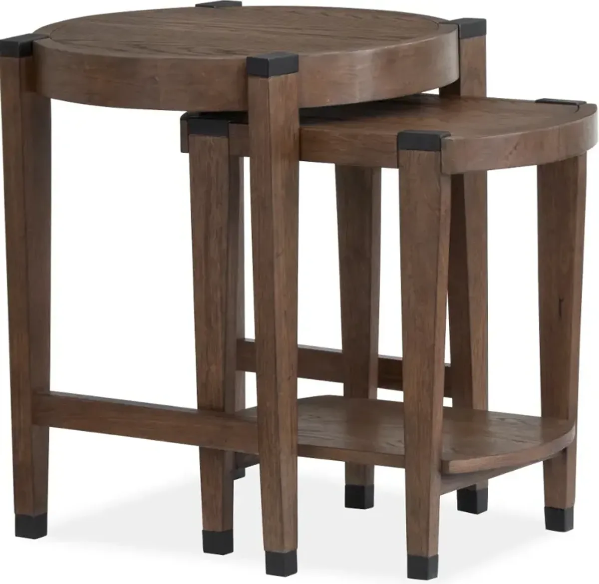 Kaysen Brown and Black Nesting Chairside Tables