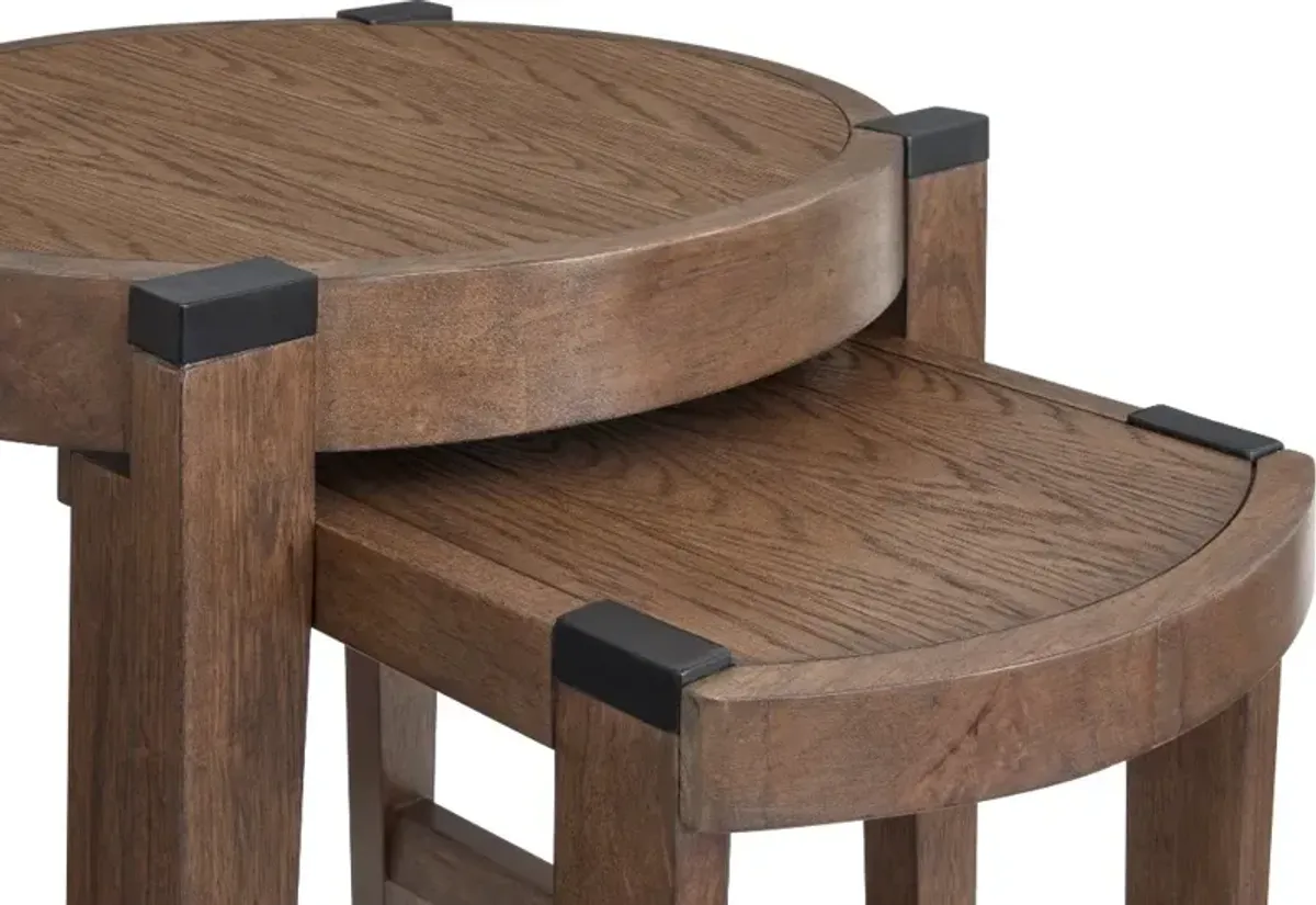 Kaysen Brown and Black Nesting Chairside Tables