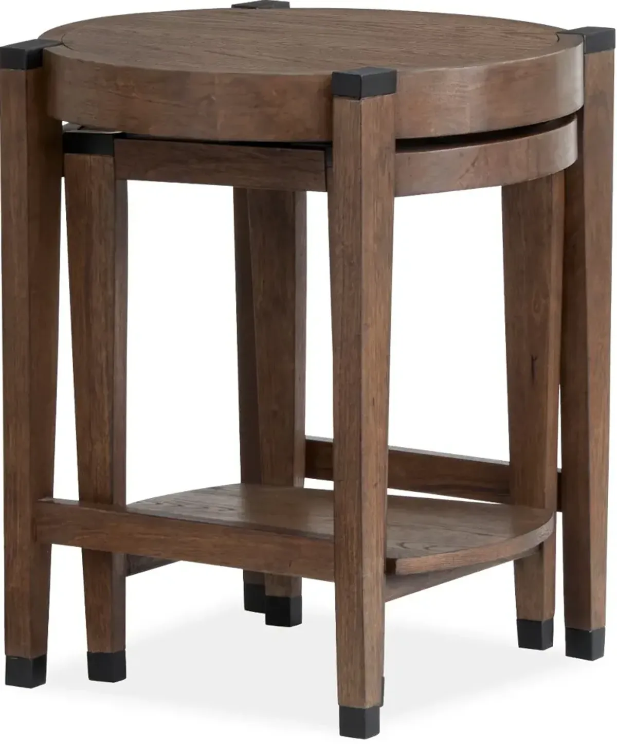 Kaysen Brown and Black Nesting Chairside Tables