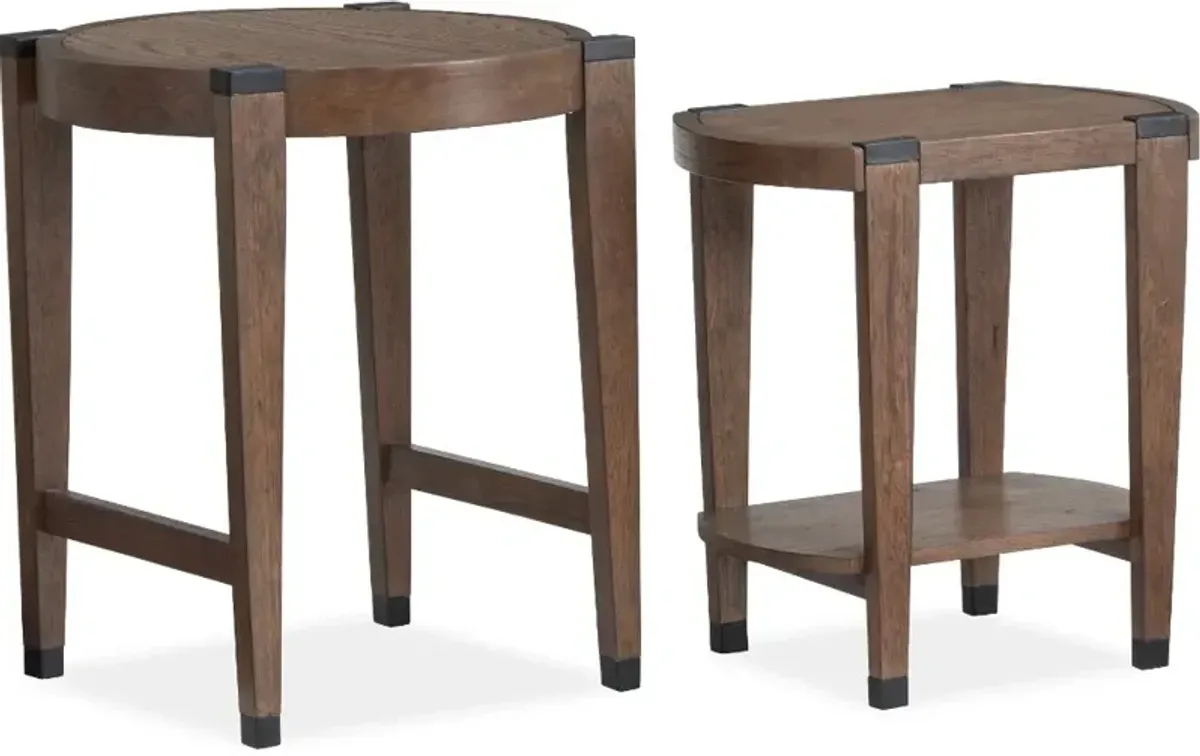 Kaysen Brown and Black Nesting Chairside Tables