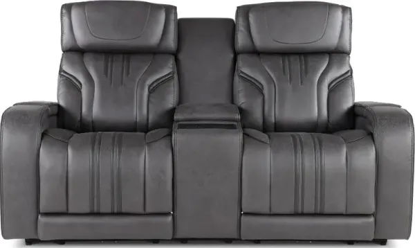 Tacama Graphite Power Reclining Loveseat with Audio