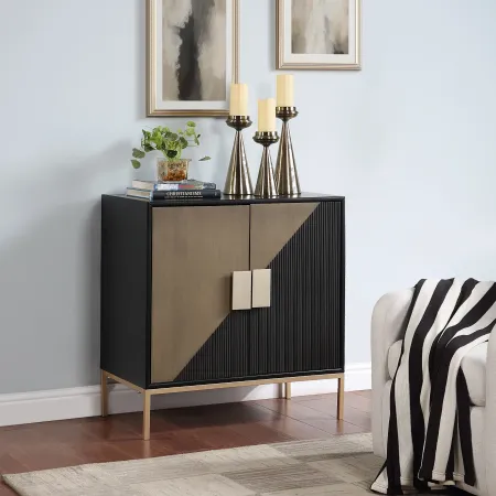 Black and Gold Two Door Cabinet