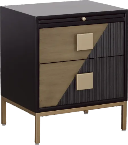 Black and Gold 2-Drawer Accent Table