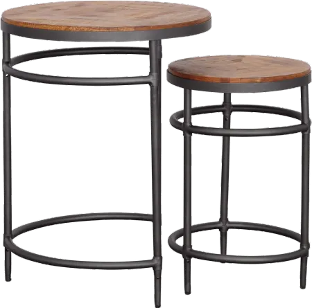 Turner Natural and Metal Nesting Tables, Set of 2