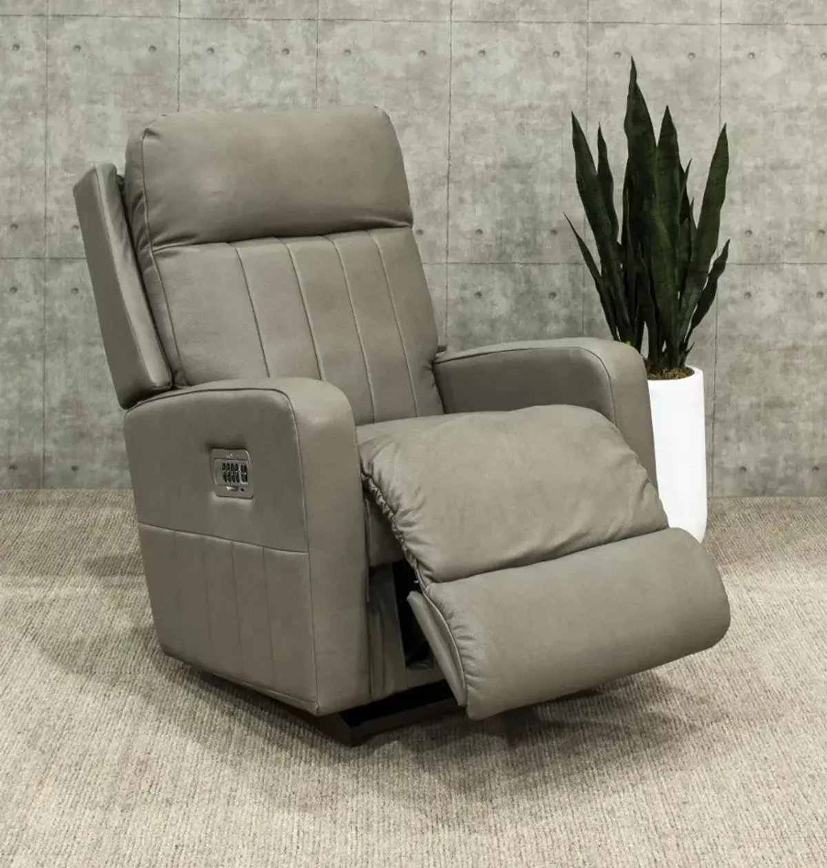 Finley Pewter Power Rocker Recliner with Headrest and Lumbar Support