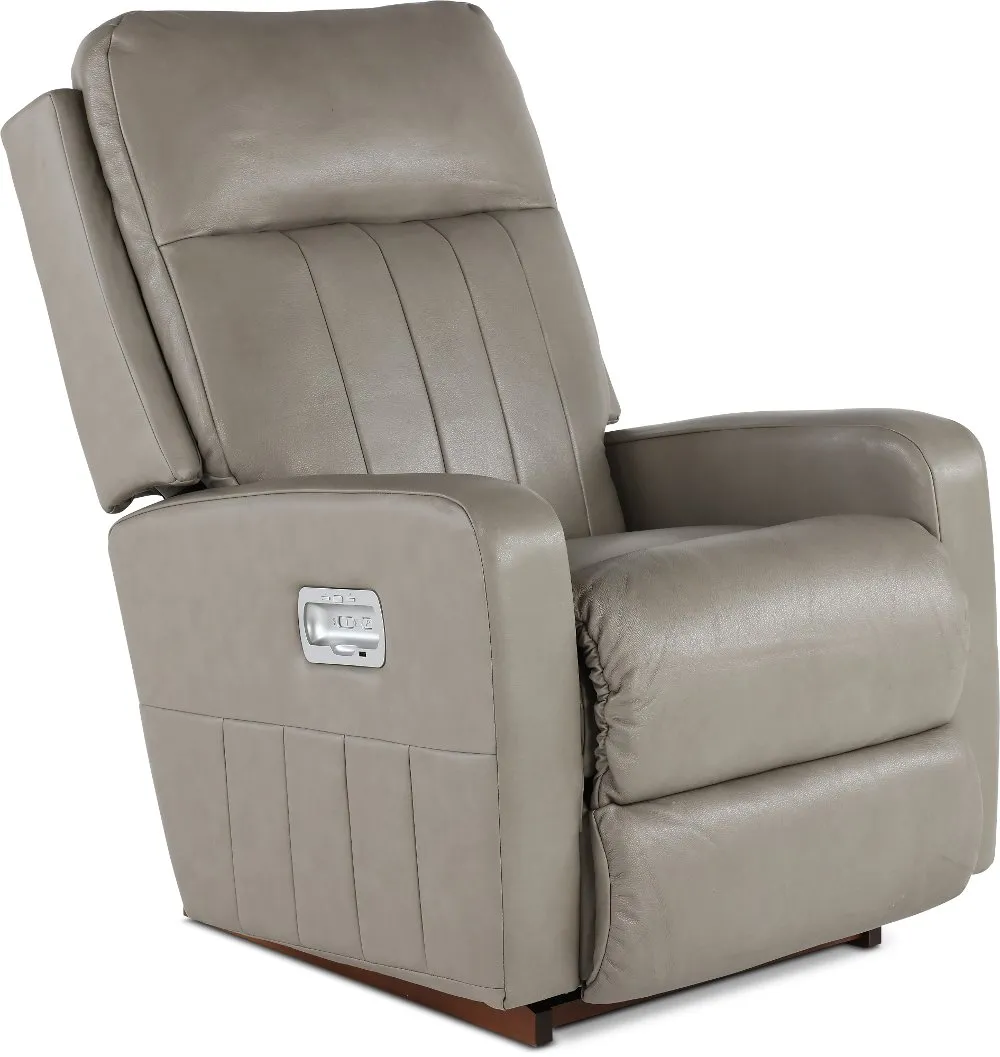 Finley Pewter Power Rocker Recliner with Headrest and Lumbar Support