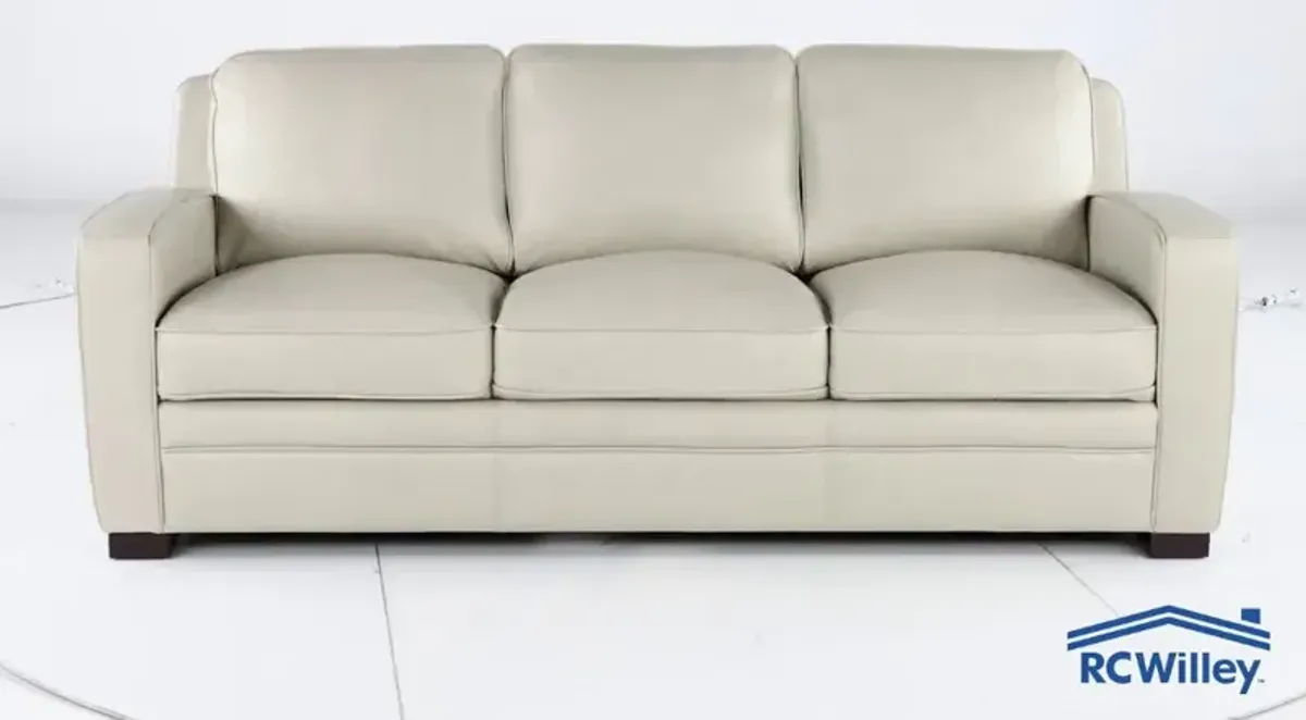 Stallion Ivory White Leather Sofa