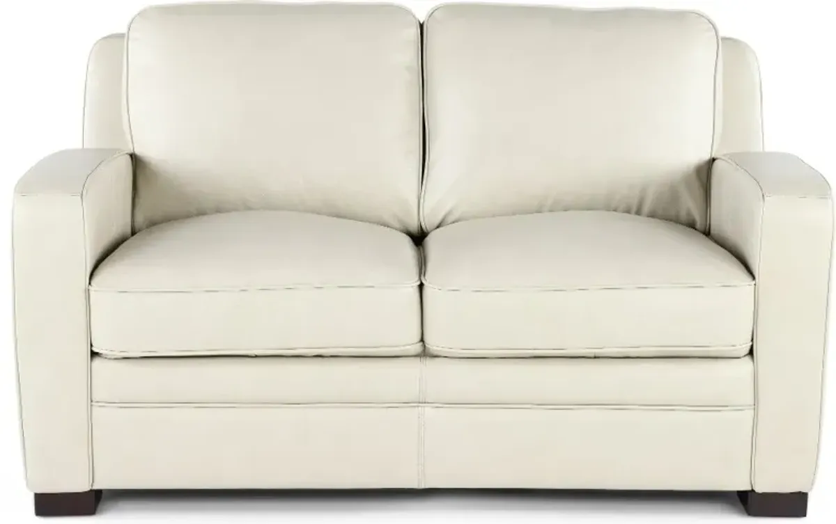 Stallion Ivory White Leather Loveseat