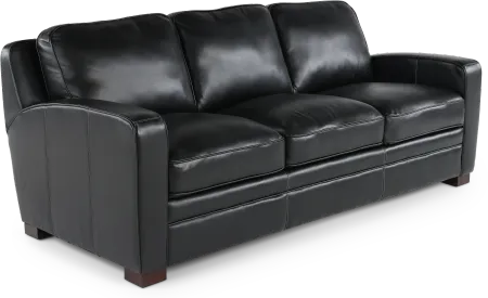 Stallion Black Leather Sofa