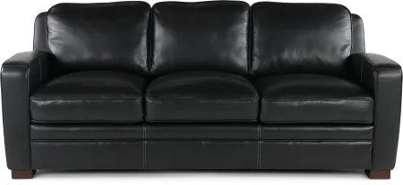 Stallion Black Leather Sofa
