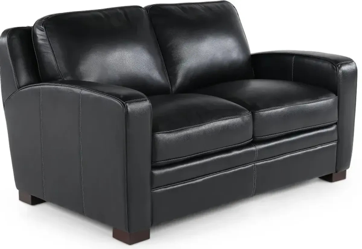 Stallion Black Leather Loveseat