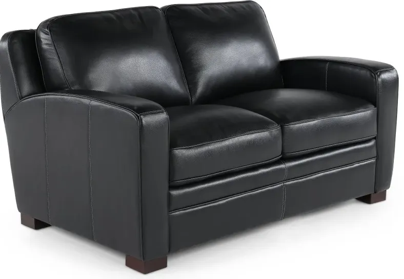 Stallion Black Leather Loveseat