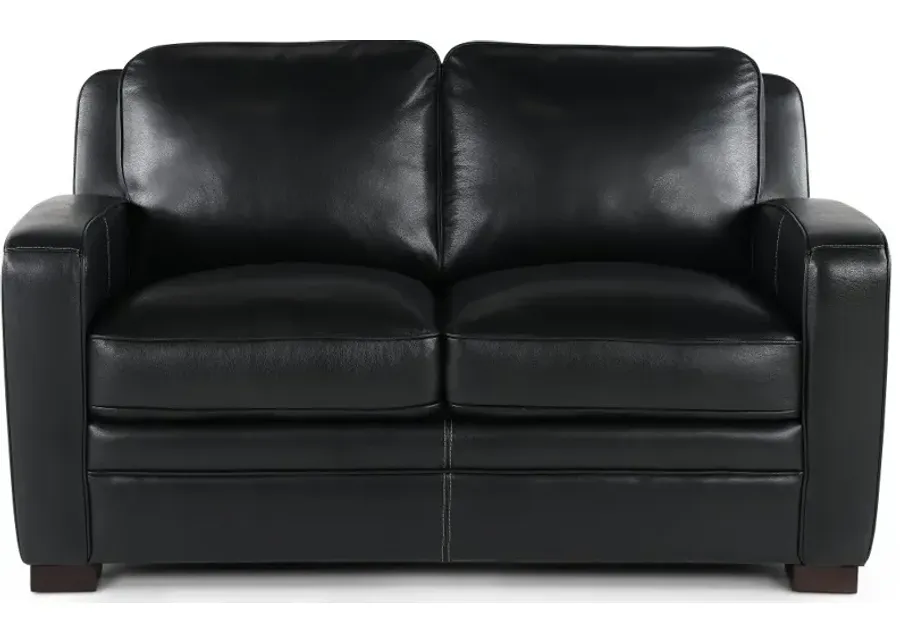 Stallion Black Leather Loveseat