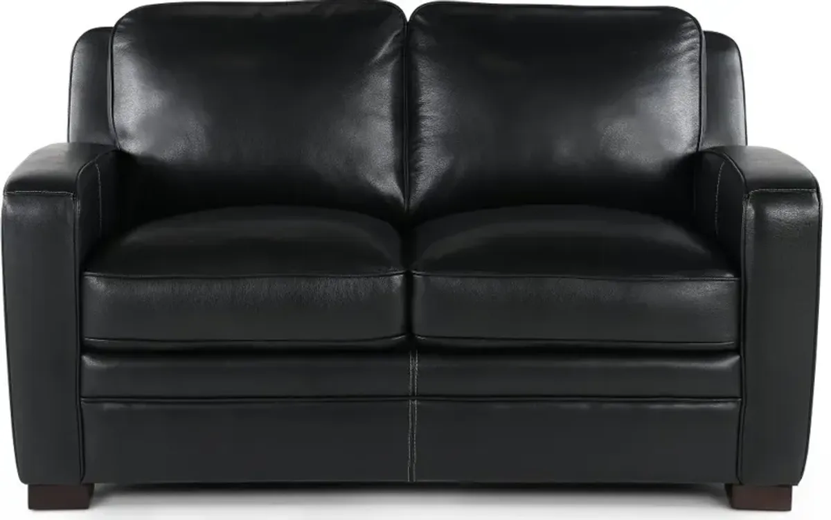 Stallion Black Leather Loveseat