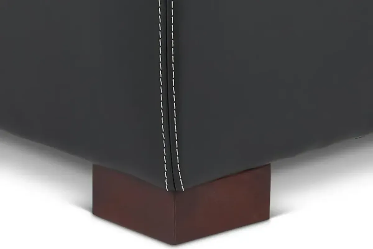 Stallion Black Leather Ottoman