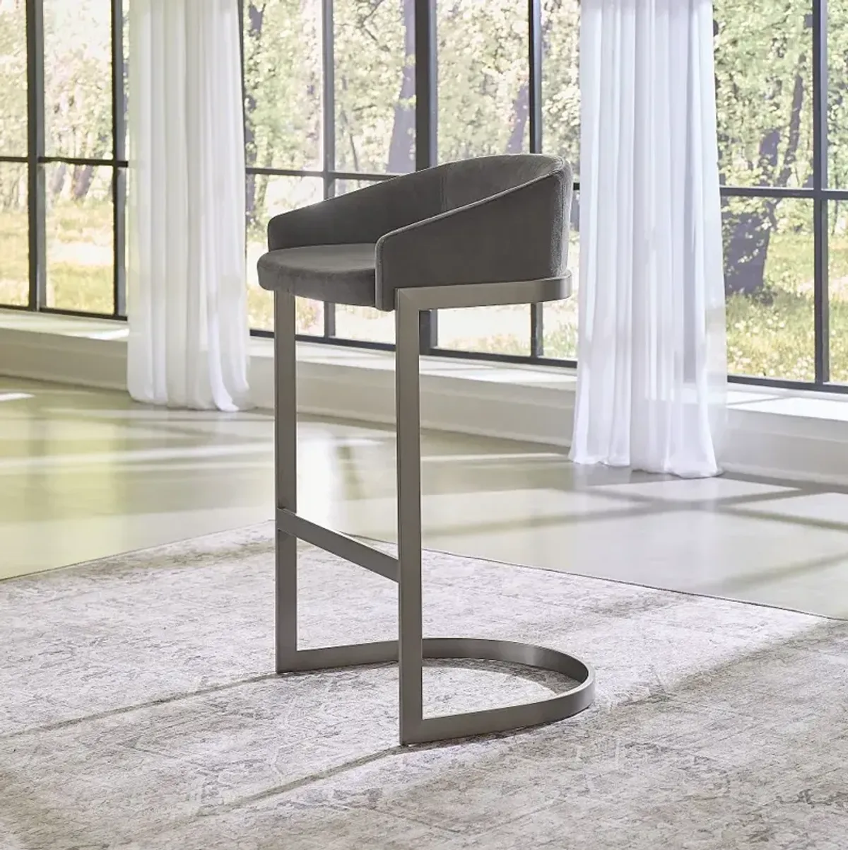 Oxford Mocha Brown and Nickel Counter Height Stool