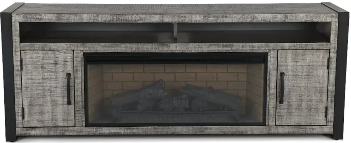 Ferrand Gray 78" Log Fireplace TV Stand