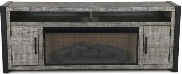 Ferrand Gray 78" Log Fireplace TV Stand