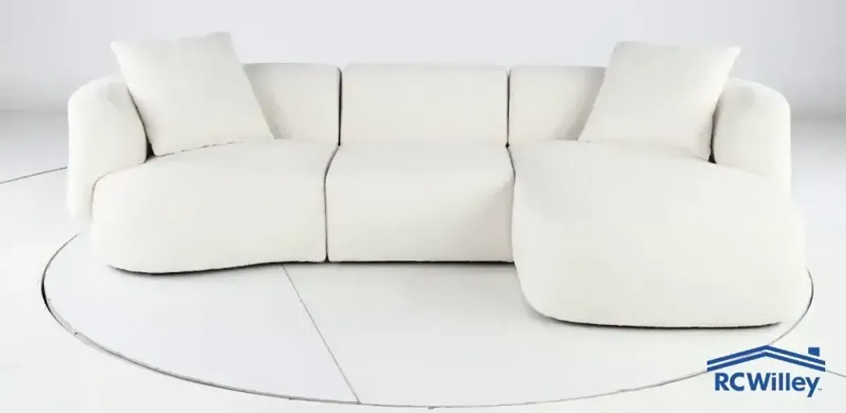 Abby White 3 Piece Sectional