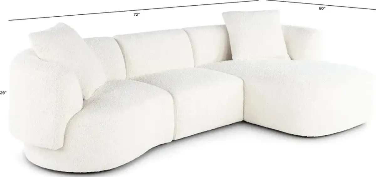 Abby White 3 Piece Sectional