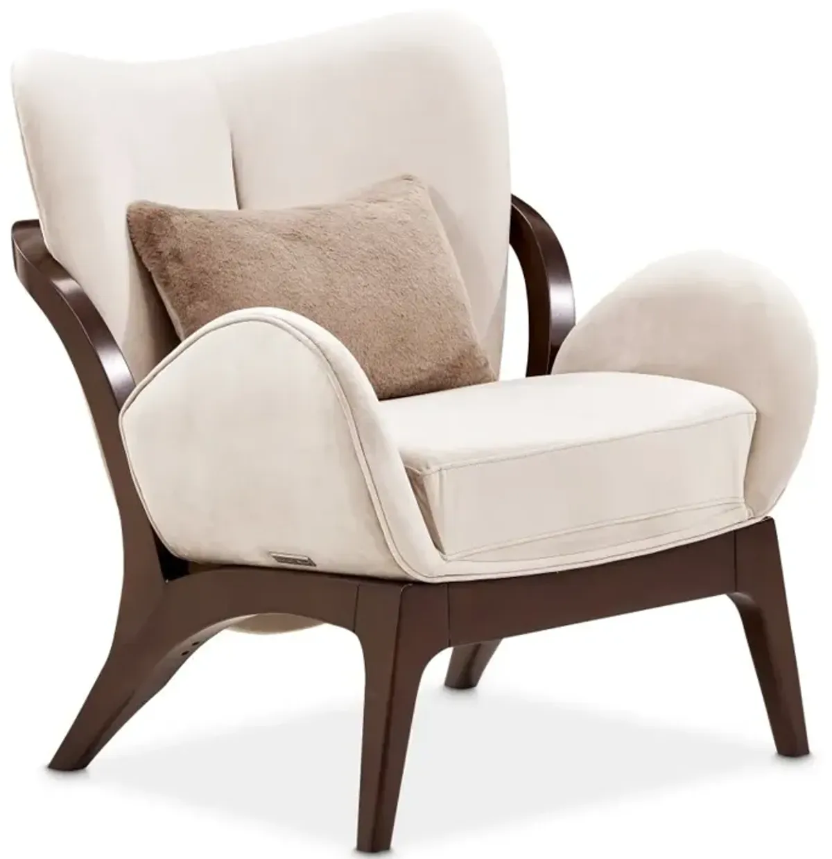 Camellia Linen White and Brown Accent Chair