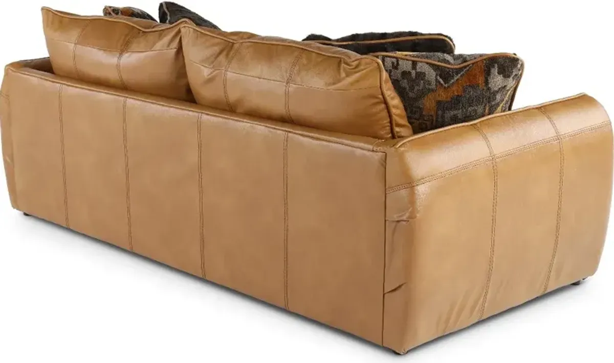 Corvara Tan Leather Sofa