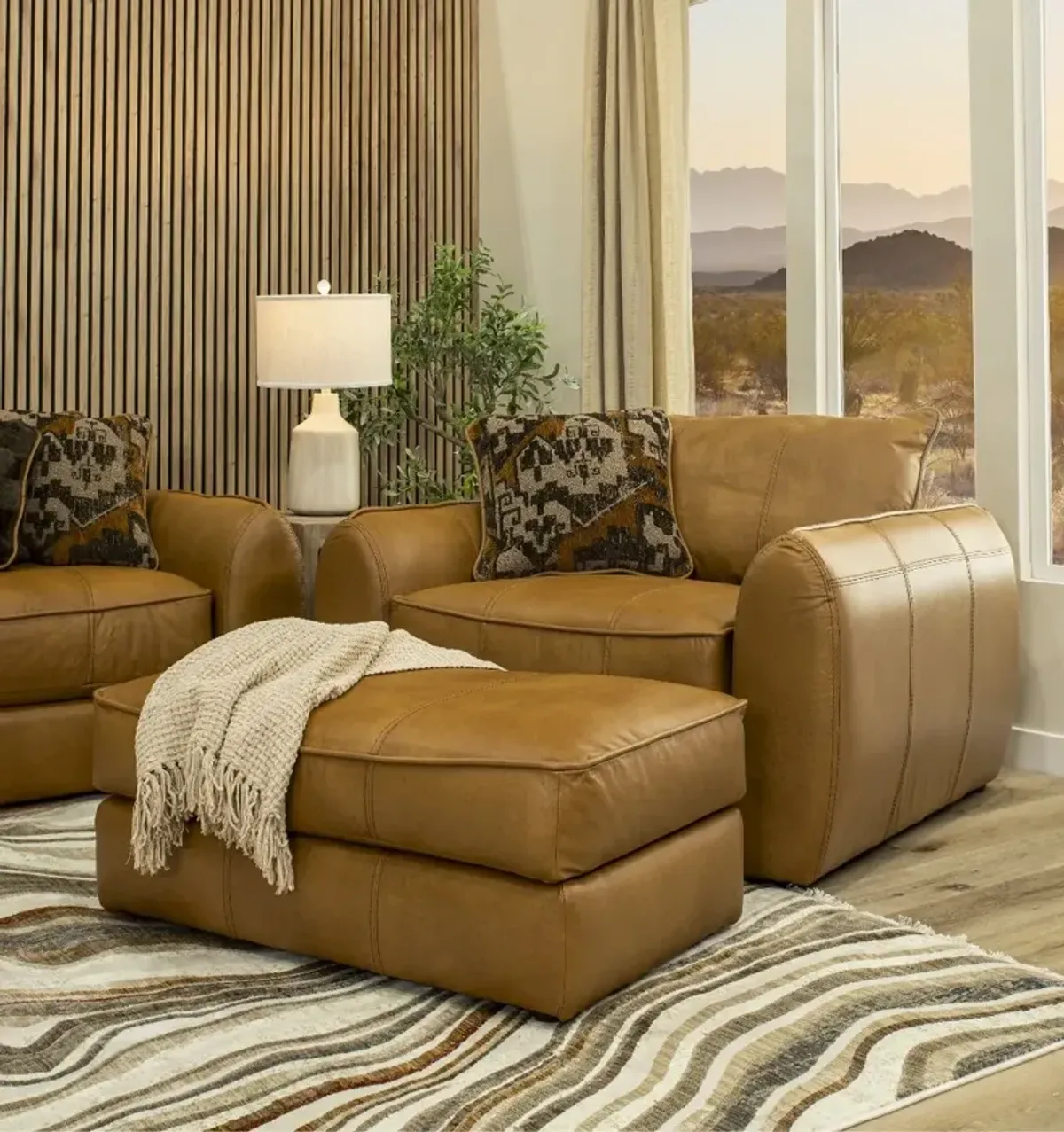 Corvara Tan Leather Sofa