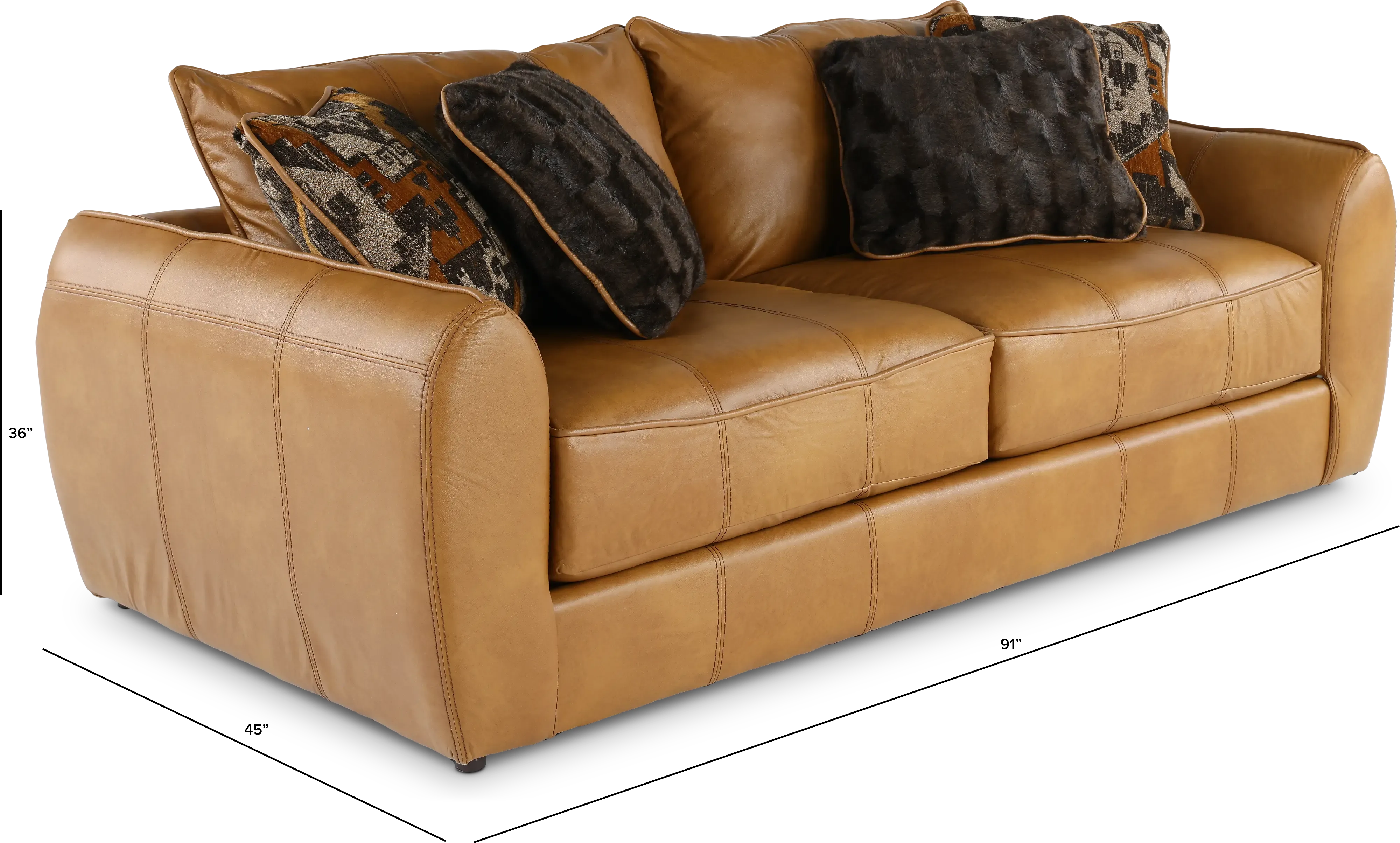 Corvara Tan Leather Sofa