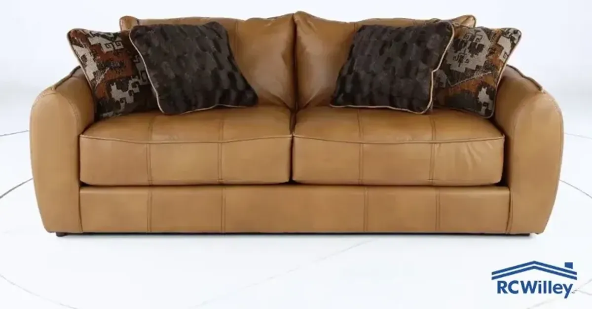 Corvara Tan Leather Sofa