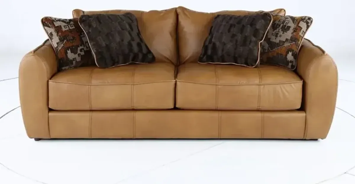 Corvara Tan Leather Sofa