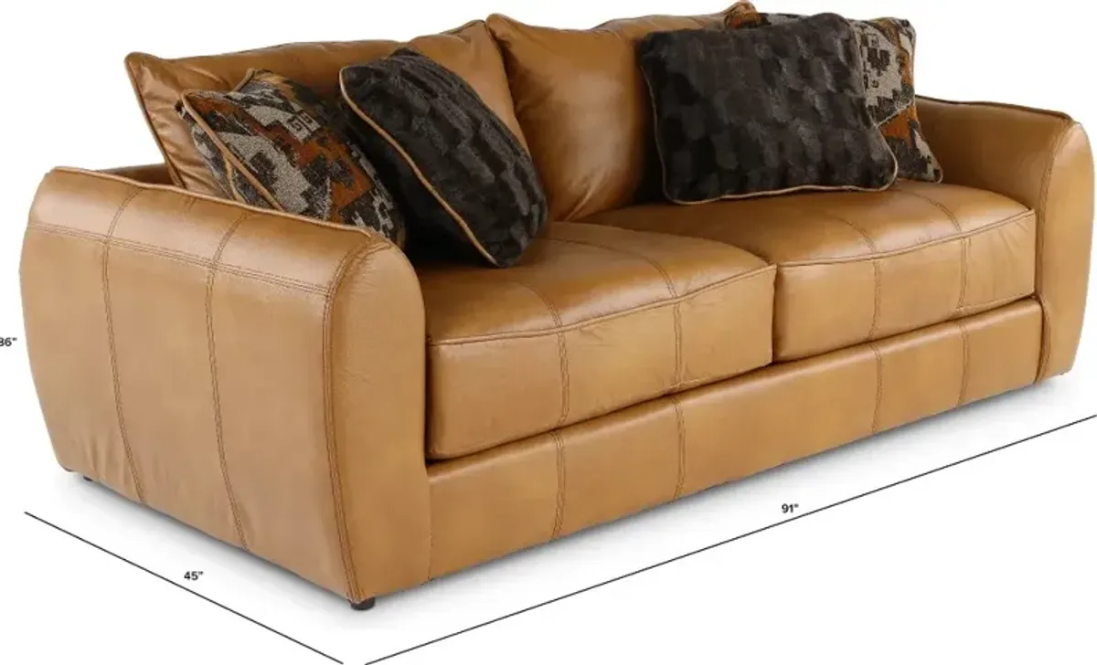 Corvara Tan Leather Sofa