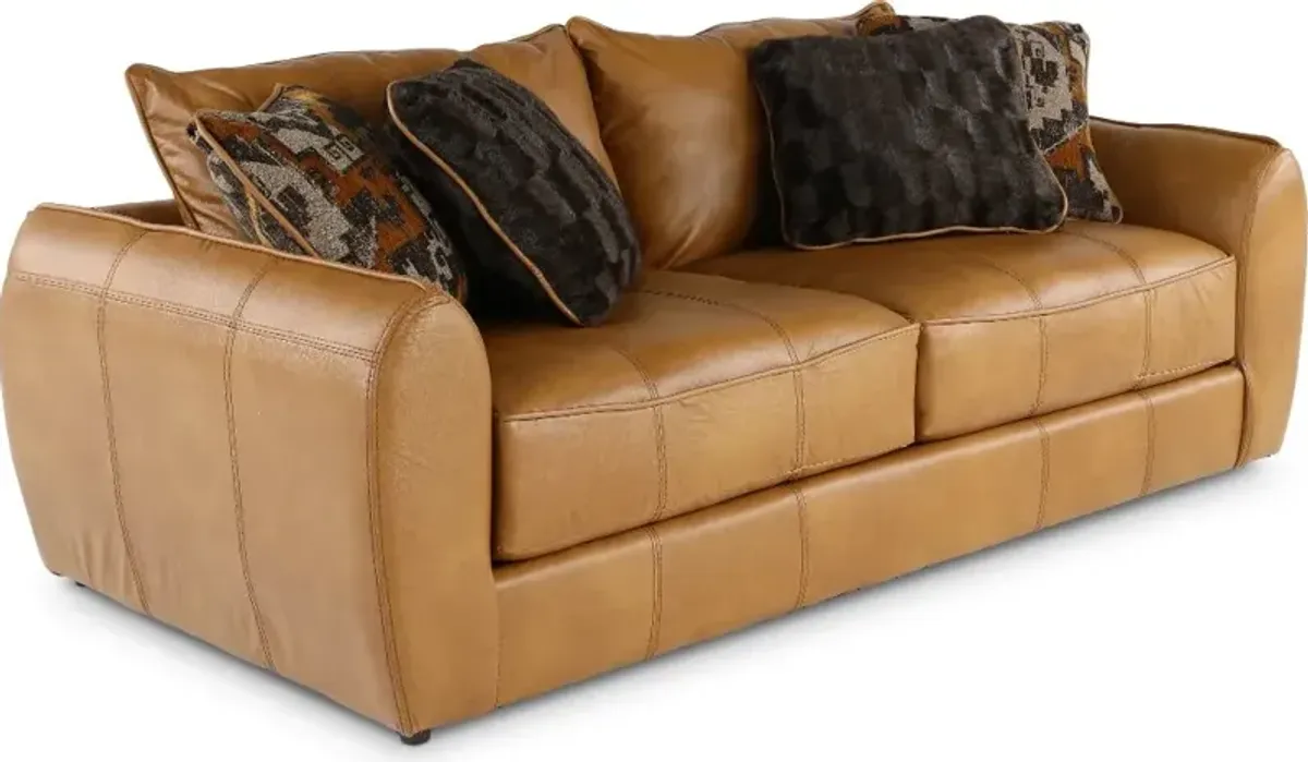 Corvara Tan Leather Sofa