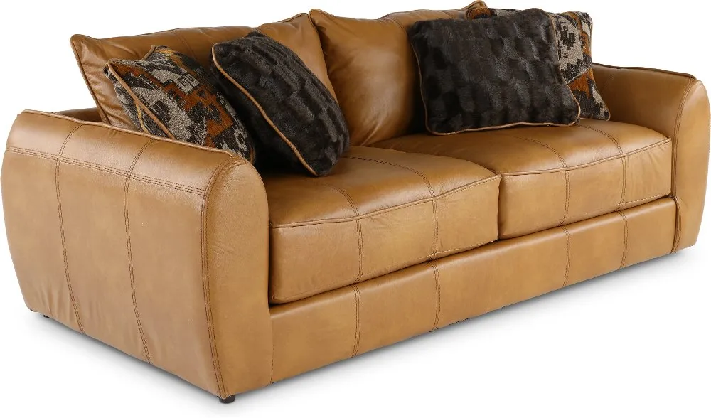 Corvara Tan Leather Sofa