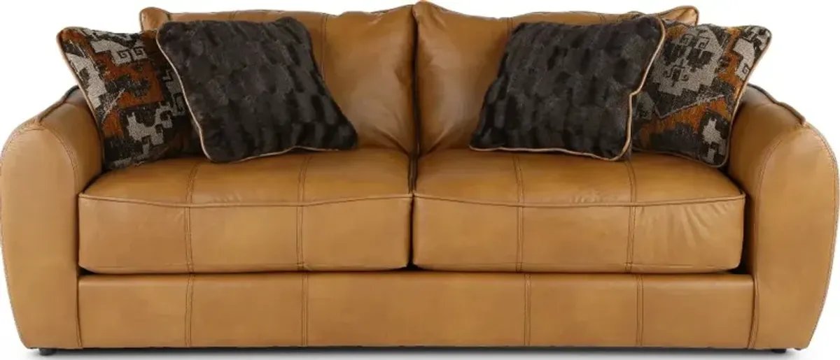 Corvara Tan Leather Sofa