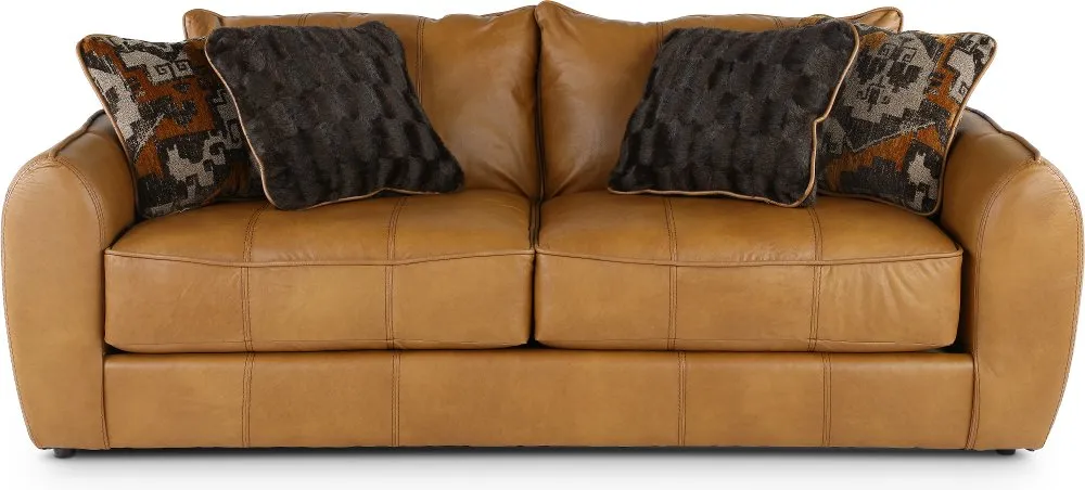 Corvara Tan Leather Sofa