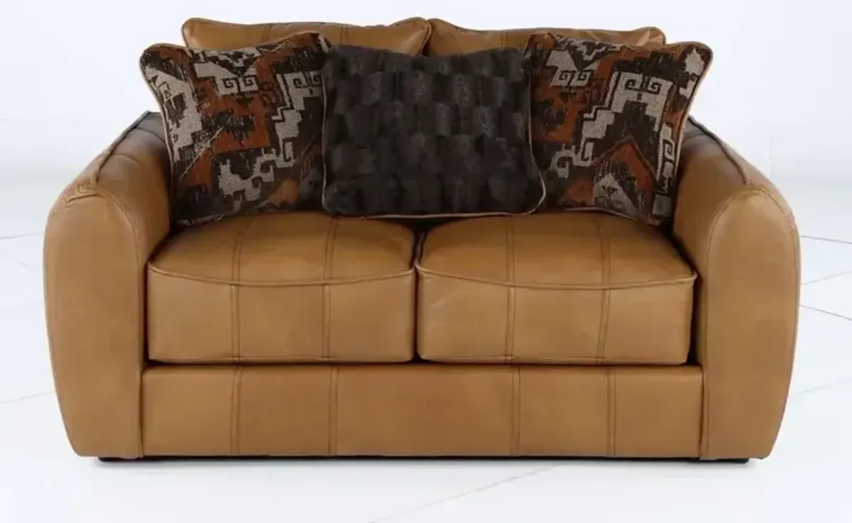 Corvara Tan Leather Loveseat