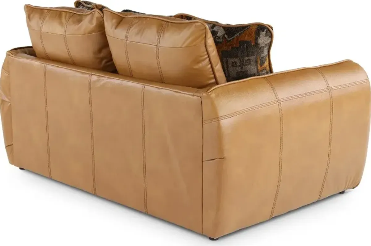 Corvara Tan Leather Loveseat