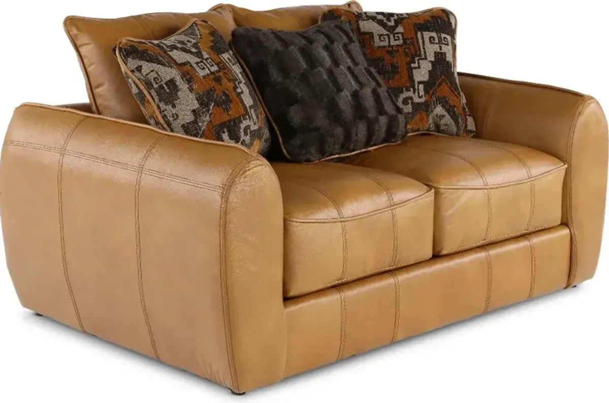 Corvara Tan Leather Loveseat