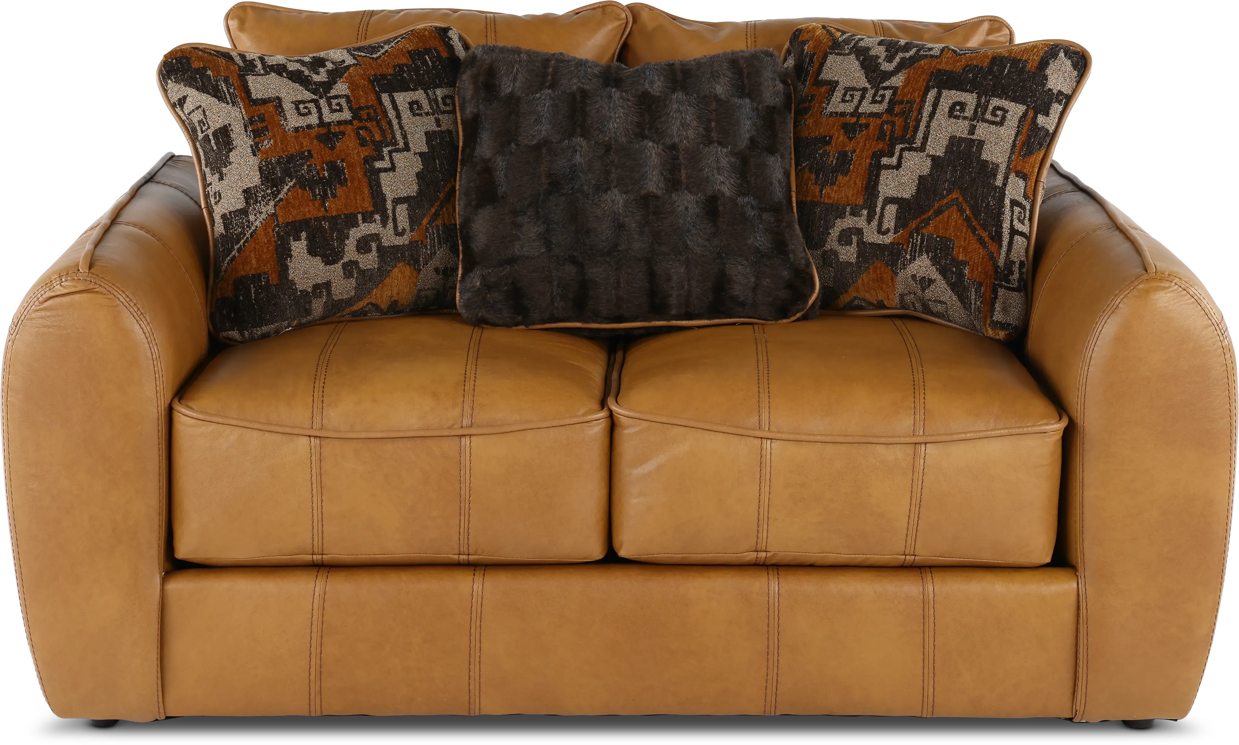 Corvara Tan Leather Loveseat