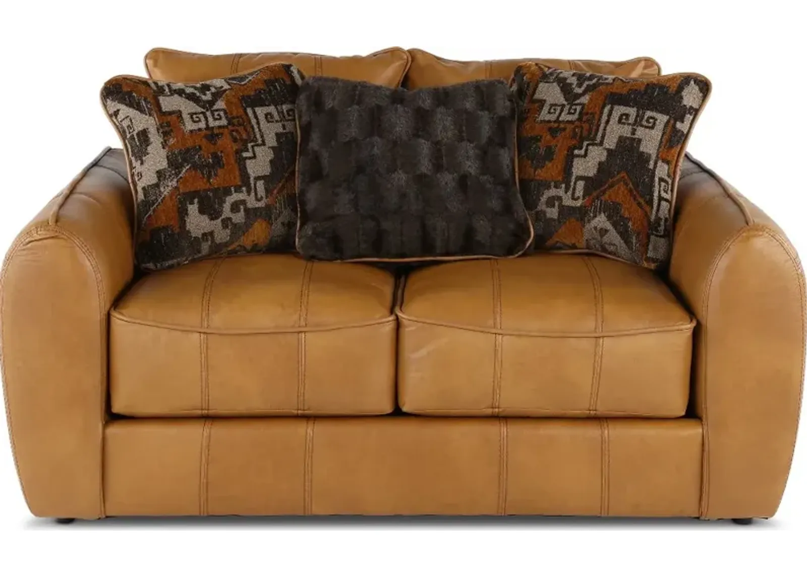 Corvara Tan Leather Loveseat